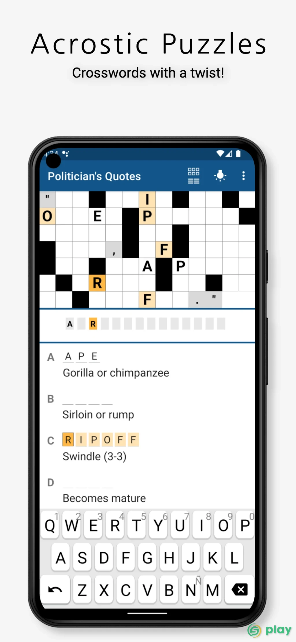 Acrostics Crossword Puzzles — скриншот 1