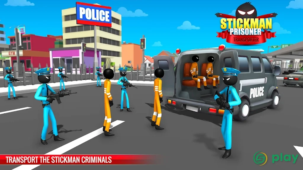 US Police Stickman Criminal Plane Transporter Game — скриншот 1