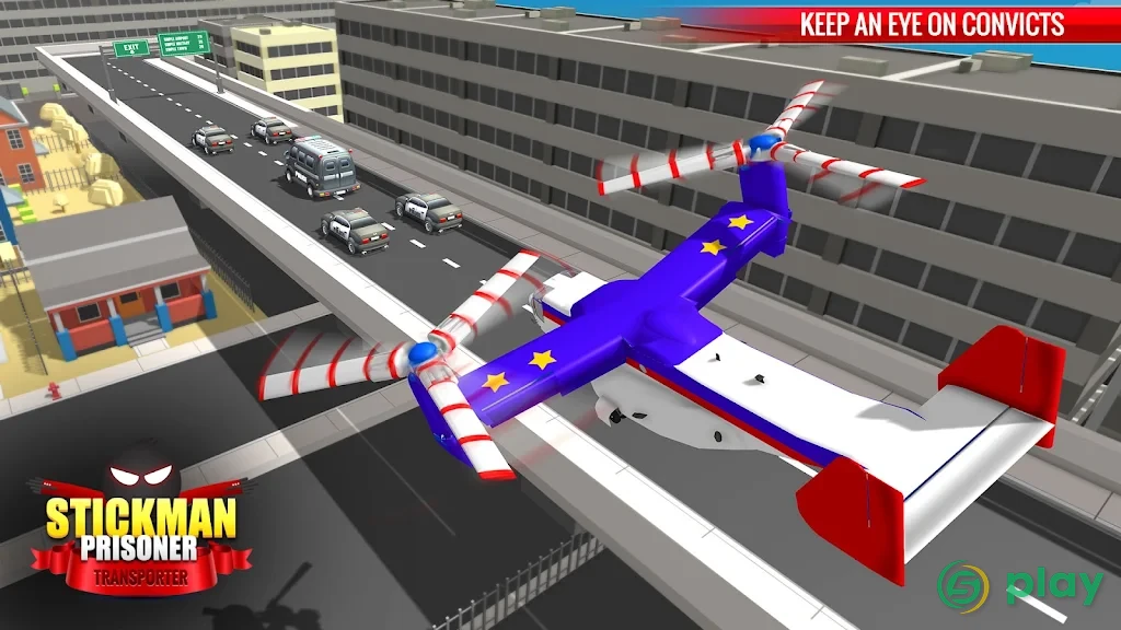 US Police Stickman Criminal Plane Transporter Game — скриншот 2