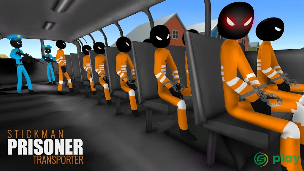 US Police Stickman Criminal Plane Transporter Game — скриншот 3